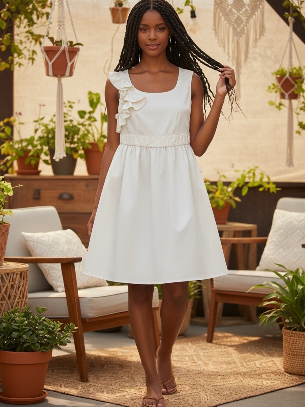 Beatrice b Ivory Mini Babydoll Dress Sz S Ruffle coquette feminine